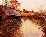 Fritz Thaulow Canvas Paintings - A Morning River Scene